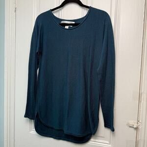 Extrafine Merino Wool Sweater Womens Medium Blue Knit Pullover Long Sleeve